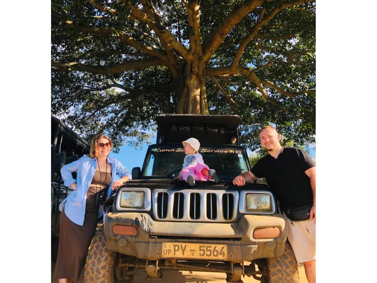 foreign family in the udawalawe national park safari